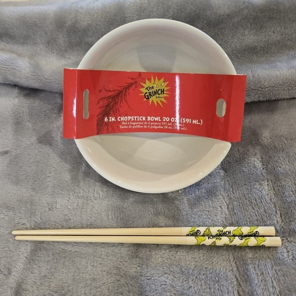 Dr. Seuss The Grinch 6 Inch Ramen and Chopsticks Bowl 20oz. NWT - Picture 1 of 7